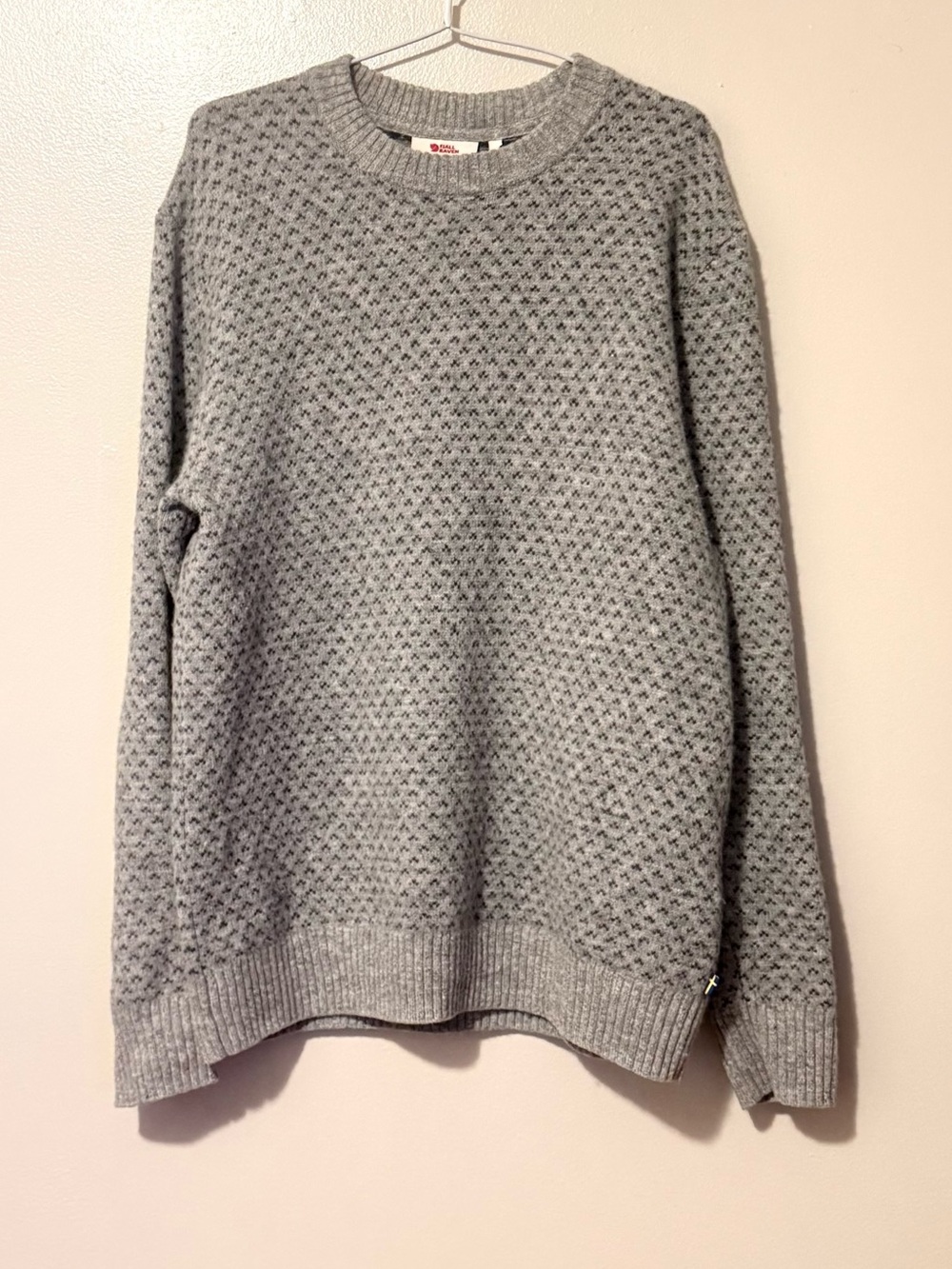 Fjallraven Men's Light Gray Crewneck Knit Sweater -100% Wool